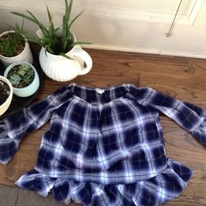 Flared Blue Plaid Top